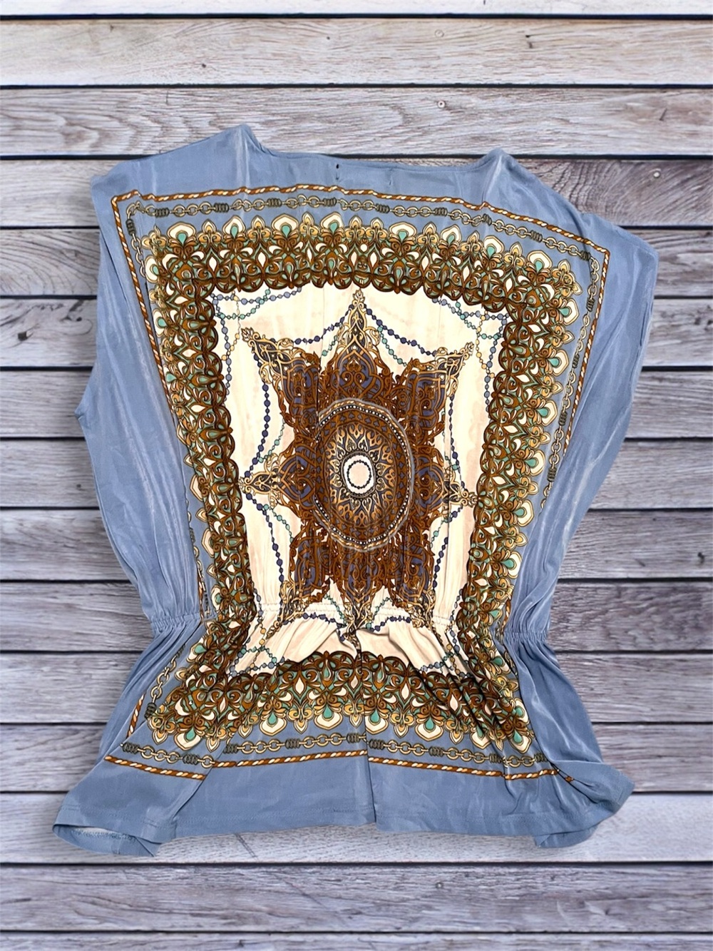 Isabella Rodriguez Blue Boho Medallion Sleeveless Blouse 2x - Picture 2 of 3